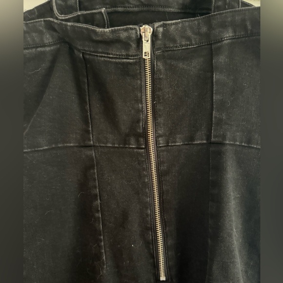 Ten Sixty Sherman Side Button Square Neck Black Denim Mini Dress - Picture 5 of 7